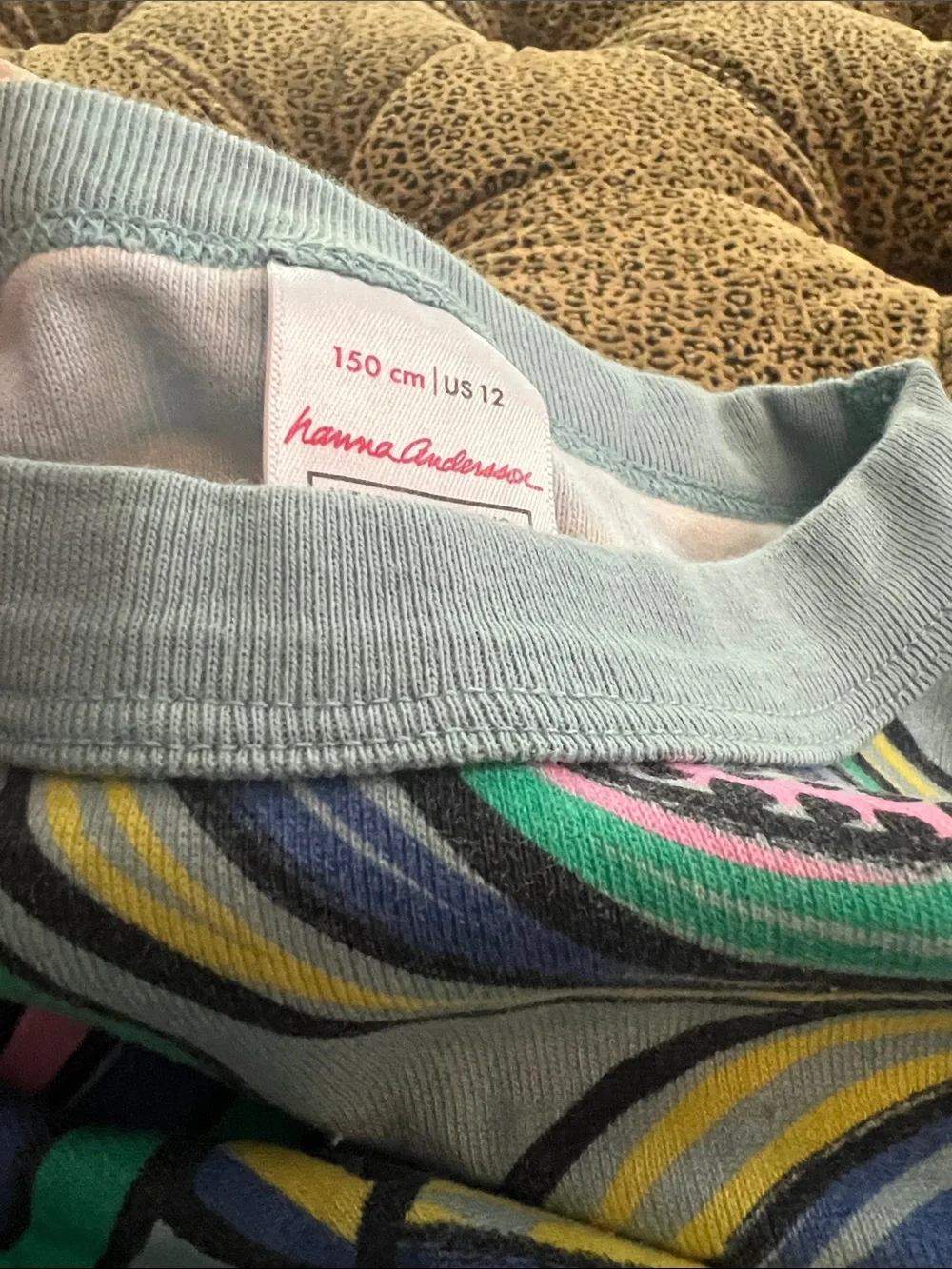 Hanna Andersson Light Blue Rainbow Banana Pajama Set size 12